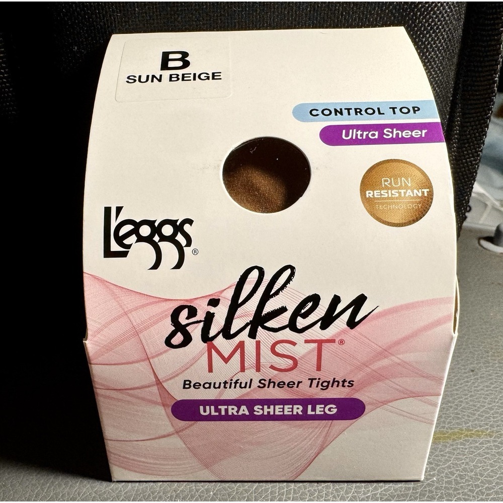 L'eggs Silken Mist Ultra Sheer Leg Tights Control Top Run Resistant  Sun Beige B